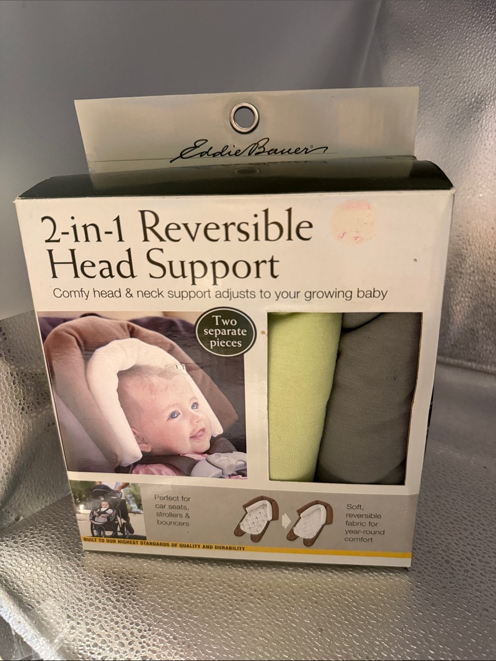 Eddie Bauer 2-in-1 Reversible Head Support - Lime Green & Gray